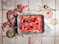 Oven-baked rhubarb with ginger, orange and star anise