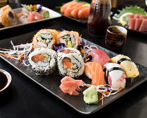 Sushi platter with nigiri and uramaki (Japan)