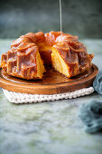 Rum cake with caramel syrup