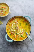 Avgolemono soup with chicken, lemon and dill (Greece)