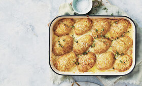 Creamy Hasselback potato casserole