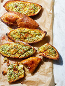 Toasted garlic bread with herb butter