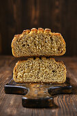 Homemade oat bread with sunflower seeds and sesame seeds