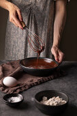 Preparing chocolate mousse