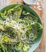 Spring salad with peas and buttermilk herb dressing