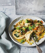 Maltese ricotta ravioli with courgette flowers in brown butter