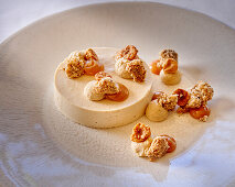 Panna cotta with hazelnut brittle and caramel