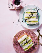 Cucumber sandwiches with black salt