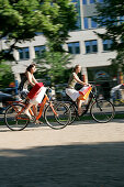 Two young women shopping in Berlin, Germany