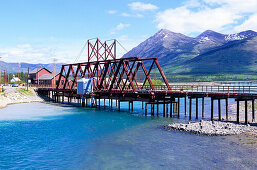 Railway bridge over Bennett Lake, Bennett Lake, Carcross, Yukon Territory, Canada