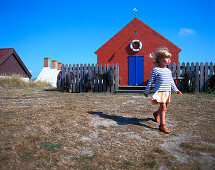 Girl 2-3 years, walking, Snogebaek, Bornholm, Denmark
