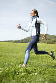 Girl jogging in nature, Sport wellness