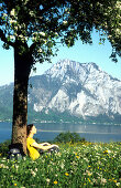 Girl Hiking, Traun Lake, Traunstein Mtn. Salzkammergut, Austria