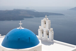 Blaue Kuppel, Orthodoxe Kirche, Fira, Santorini, Kykladen, Griechenland