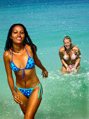 Girls in the Water, Carribbean Beach, Cartagena, Colombia, South America