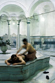 Men in a Turkish bath, Istanbul, Turkey
