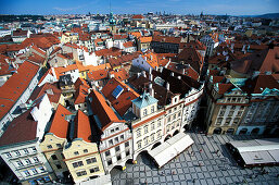 Blick von oben auf Altstädter Ring, Prag, Tschechien, Europa