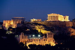 Acropolis seen from Philopappos Hill, Athens, Greece