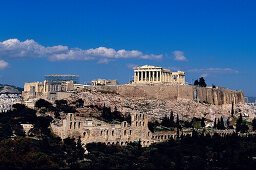 Acropolis, View f. Philopappos Hill, Athens, Greece