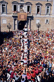 Castellers, human tower at the Festa de la Merce, Placa St. Jaume, Barcelona, Catalonia, Spain