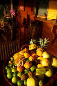 Fruits, Vitamines, Basket, Basket full of fruits at Hotel Le Jardin Malanga, Trois Rivieres, Basse-Terre, Guadeloupe, Caribbean Sea, America
