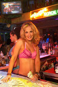 Bargirl at Mango's Tropical Cafe, Ocean Drive, South Beach Miami, Florida, USA