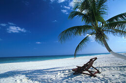 Liegestuhl, Strand, Karibikküste, südl. Tulum, Quintana Roo Halbinsel Yucatán, Mexico