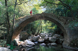 Hiking, Pont de Zaglia, Spelunca canyon, Corsica, France