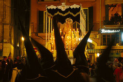 Procession of Penitents, Paso with Image of Virgin Mary, Semana Santa, Holy Week, Palma de Mallorca, Mallorca, Majorca, Balearic Islands, Spain