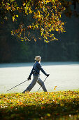 Young woman Nordic Walking, Nordic Walking, Herbst, Young Woman, Nordic Walking, Voralpenland, Germany, Junge Frau, Nordic Walking, Herbst, Voralpenland Oberambach am Starnberger See, 2005