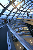 Glass dome of the Reichstag, indoors, Berlin, Germany