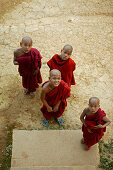 Little monks in red robes, Junge Moenche in Bergkloster, Yarzagyi hills