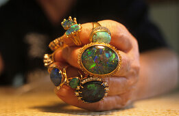 opal rings on hand, NSW, Australia
