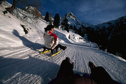 Sledding from Staller Sattel, Antholz, South Tyrol Italy