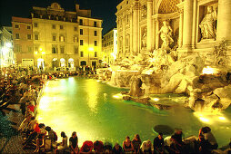 Fontana di Trevi, Trevibrunnen bei Nacht, Rom, Latium, Italien, Europa