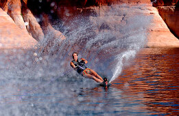 Man on a monoski on Lake Powell, Arizona, USA