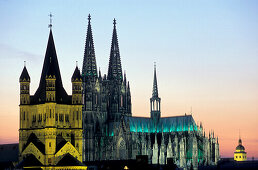 Kölner Dom im Abendrot, Köln, Nordrhein-Westfalen, Deutschland, Europa