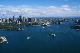 Aerial view of Sydney Harbour and Harbour Bridge, Sydney, Sydney Harbour, New South Wales, Australia