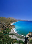 Palmen, Megalopotamos-Mündung, Preveli-Strand, Kreta, Griechenland