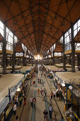 People in the Central Market Hall, People strolling through the Central Market Hall, Pest, Budapest, Hungary