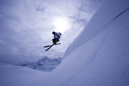 Young man skiing, Kuehtai, Tyrol, Austria