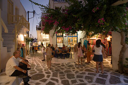 People strolling over shopping street, Mykonos-Town, Mykonos, Greece