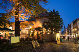 Cafe Alt Heidelberg in the Old Town of Heidelberg at night, Baden-Wuerttemberg, Germany