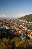 Heidelberger Altstadt, Blick von Schloss Deutschland, Baden-Württemberg, Deutschland