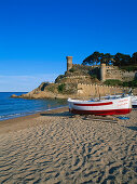 Old town and beach,Tossa de Mar,Costa Brava,Province Girona,Catalonia,Spain