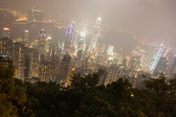 Hong Kong Skyline bei Nacht, Blick von Victoria Park, Hong Kong