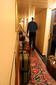 alleyway, aisle, baggage, cruise ship MS Delphin Renaissance, Cruise Bremerhaven - South England, England