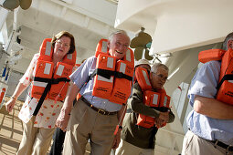 emergency drill, deck, cruise ship MS Delphin Renaissance, Cruise Bremerhaven - South England, England