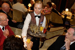 waitress, stewardess, lounge, cruise ship MS Delphin Renaissance, Cruise Bremerhaven - South England, England