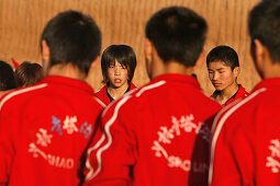 young girl at Kung Fu training, school near Shaolin, Song Shan, Henan province, China, Asia